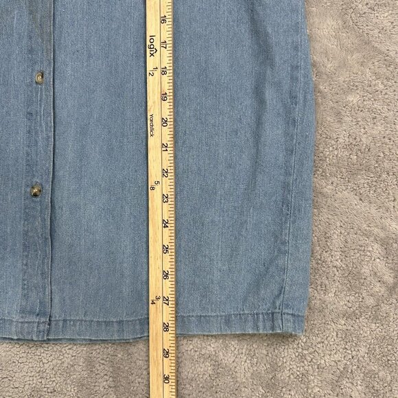 Vtg Bay Beauty Women's Las Vegas Denim Button Up Shirt Shoulder Pads XXL Blue - Picture 6 of 9